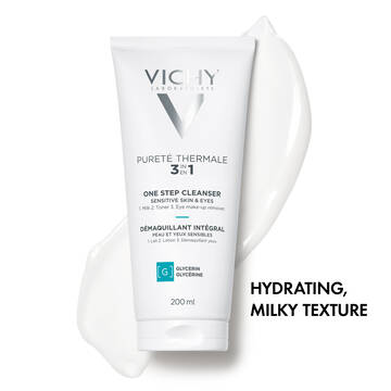 Purete Thermale 3-in-1 One Step Cleanser has a hydrating, milky texture