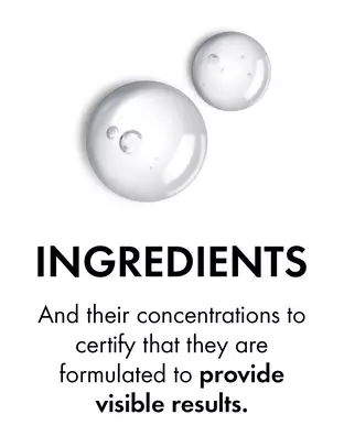Ingredients | The ingredients and their concentrations to certify that they are effectively formulated to provide visible results.